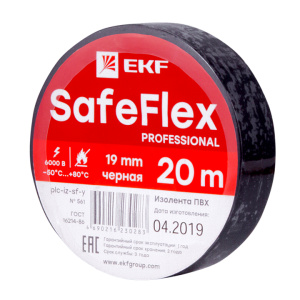 Изолента ПВХ 19мм × 20м ЧЕРНАЯ SafeFlex /EKF-Proxima/ (10/200)