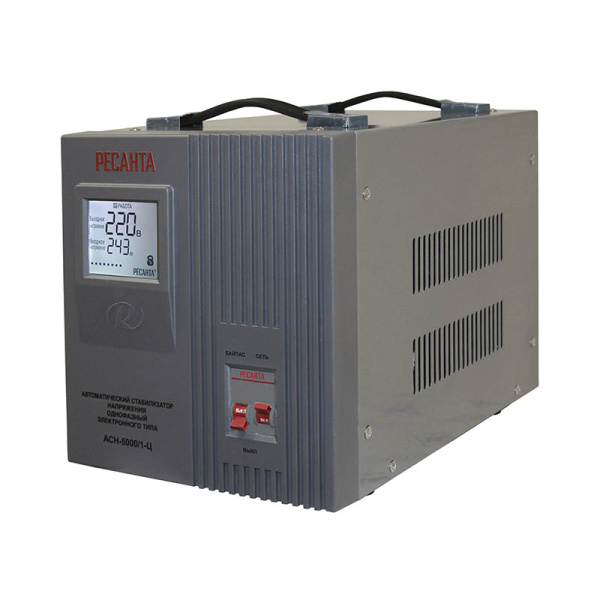 Стабилизатор АСН- 5000 ВА /1-Ц, 140-260В/220В, электронный, 13,0 кг /РЕСАНТА/ (1)