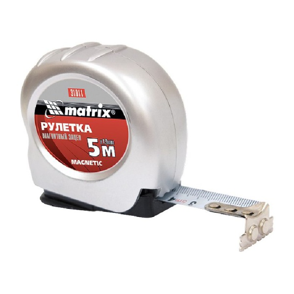 Рулетка  5 м х19 мм, "Magnetic", автоматическая фиксация, магнитный зацеп /MATRIX/ (31011) (12)