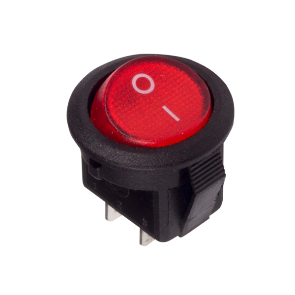 Выключатель для ЭВН 1-клавишный круглый Ø 20/22 мм (6,5А 250В)  с индикаторной лампой