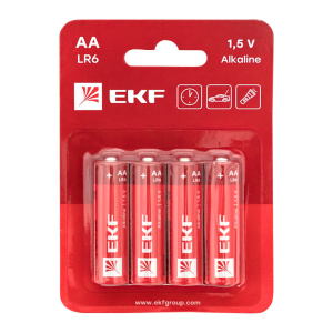 Батарейка АА LR6-BL4, 1,5В, щелочная (4шт/бл) /EKF/ (10)