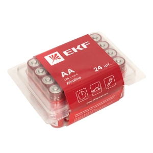 Батарейка АА LR6-box 24, 1,5В, щелочная (24шт/уп) /EKF/ (10)