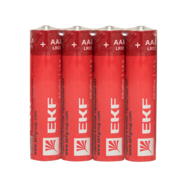 Батарейка ААА LR03-SR4, 1,5В, щелочная (4шт/бл) /EKF/ (15)