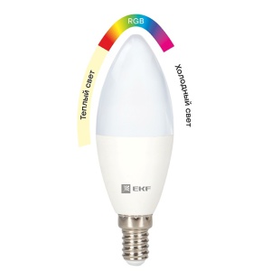 Умная лампа "Connect RGBW" 5Вт, 400Лм, 3000-6500К RGB, E14   /EKF/