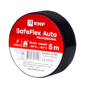 Изолента ПВХ 15мм х  5м ЧЕРНАЯ SafeFlex AUTO /EKF PROxima/ (10/480)