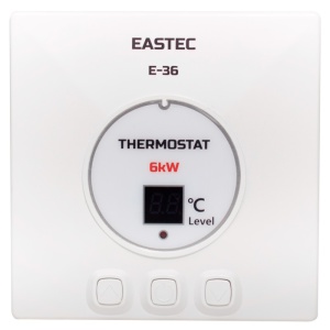 Терморегулятор элект. о/п 6кВт, белый, выносной датчик t, E-36 /EASTEC, Корея/