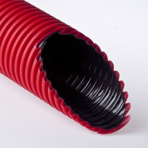 Труба  ПНД  двустенная  90/72мм, гофрированная (гладкая внутри), красная (50м)  под ост