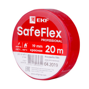Изолента ПВХ 19мм × 20м КРАСНАЯ SafeFlex /EKF-Proxima/ (10/200)