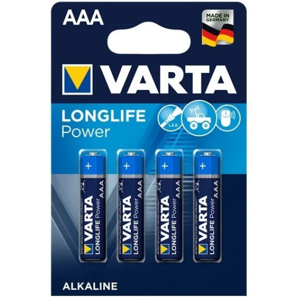 Батарейка ААА LR03 BP4, 1,5В, щелочная (4шт/бл) /VARTA LONG LIFE POWER/ (10)