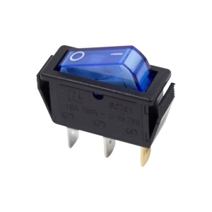 Выключатель для ЭВН 1-клавишный синий с подсветкой 25х31мм (15А 250В, 2 положения ON-OFF)/Rexant/