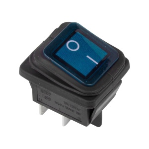 Выключатель для ЭВН 1-клавишный синий с подсветкой 35х27мм, влагозащита (15А 250В, 2 положения ON-OFF)/Rexant/