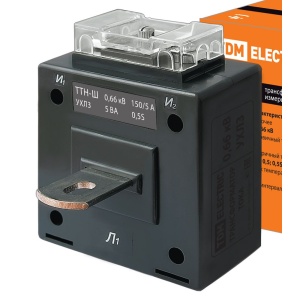 Трансформатор тока ТТН 150/5А кл.0,5S (черный) + шина в комплекте, МПИ-16 лет  /TDM/ (1/18)