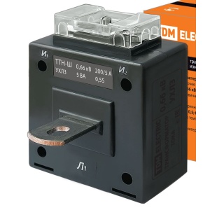 Трансформатор тока ТТН 200/5А кл.0,5S (черный) + шина в комплекте, МПИ-16 лет  /TDM/ (1/18)