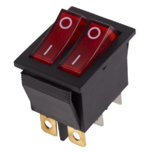 Выключатель для ЭВН 2-клавишный 31х31мм красный с подсветкой (15А 250В, 2 положения ON-OFF) /Rexant/