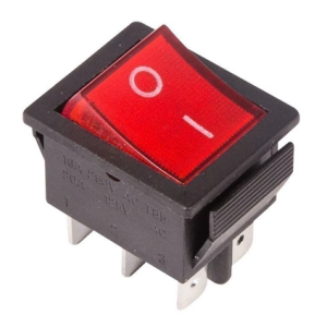Выключатель для ЭВН 1-клавишный 26х31мм красный с подсветкой (15А 250В, 2положения, ON-ON) /REXANT/