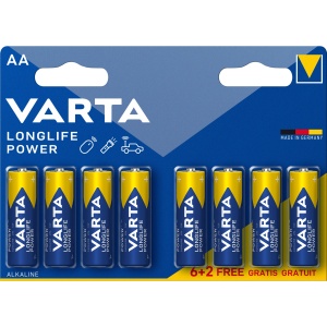 Батарейка ААА LR03 BP8, 1,5В, щелочная (8шт/бл) /VARTA LONG LIFE POWER/ (10)